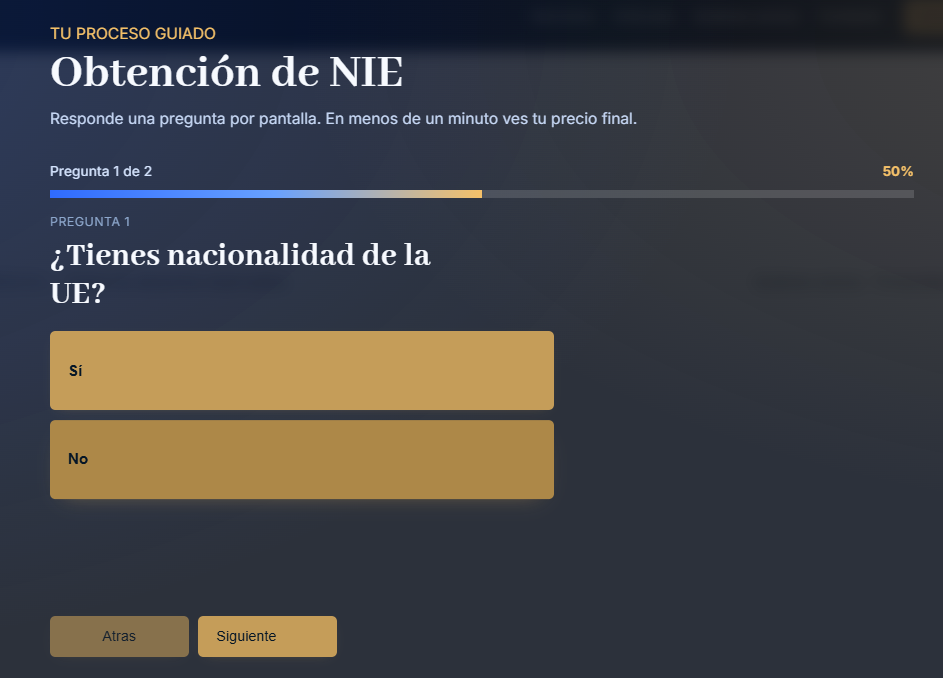 Paso 1: responder preguntas del servicio